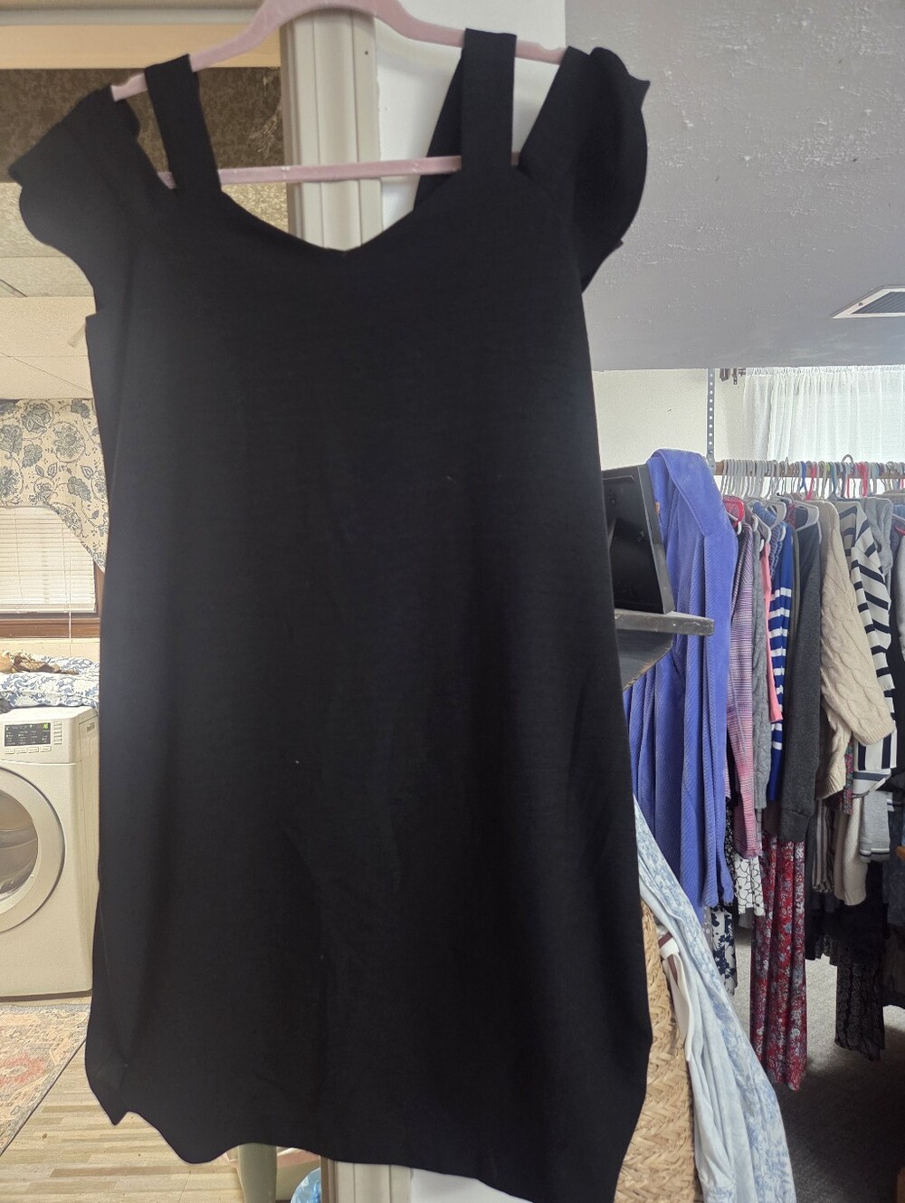 Worthington Black Square-Strap Knit Tunic